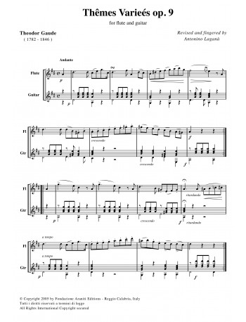 Thêmes Varieés op. 9 for flute and guitar - score