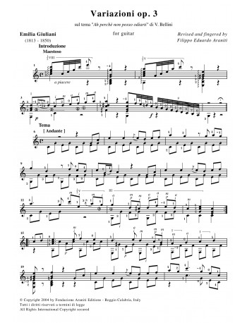 Variazioni op. 3 for guitar