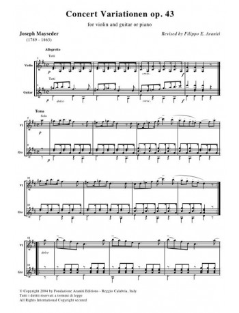 Concert Variationen op. 43 for violin and guitar - Score