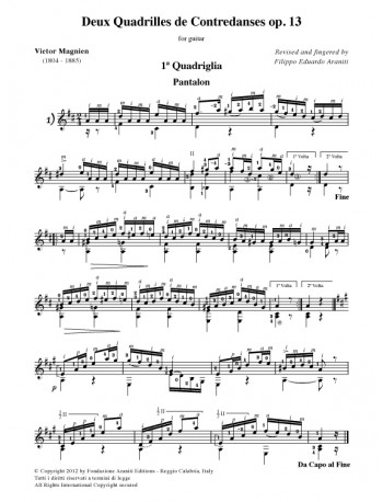 Due Quadriglie di Contradanze op. 13 - 1 for guitar