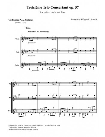 Troisième Trio Concertant op. 57 for guitar, violin and flute - score